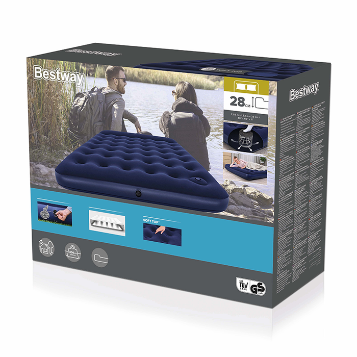 Bestway 67226 Matelas Gonflable Double 203x152x28 cm avec Pompe à Pied Gonflage Camping Intérieur Bestway 67226 Matelas Gonflable Double 203x152x28 cm avec Pompe à Pied Gonflage Camping Intérieur