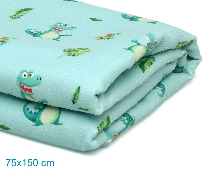 KioKids Toalla de Playa Microfibra Cocodrilo Verde 75x150 cm pour Bébé, Enfants, Piscine - Motif Cocodrilo, Inclut Sac Filet