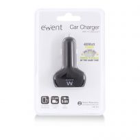 Ewent EW1354 Chargeur USB Voiture 4 Ports 9.6A pour Smartphones Tablettes