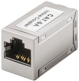 MicroConnect Adaptateur Modulaire Blindé RJ45 CAT6A - Rallonge Connecteur Femelle/Femelle Réseau Ethernet, Compatible PoE+, Brochage 1:1