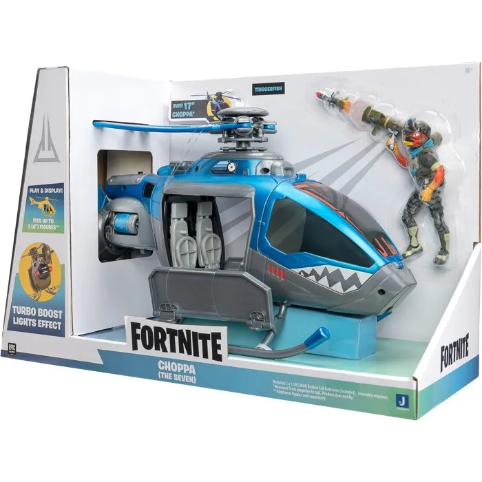 Fortnite Véhicule The Choppa - 50 cm avec figurine Triggerfish et lumières LED
