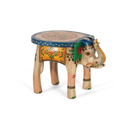 Giner y Colomer SCOPE Tabouret en Bois de Manguier Peint à la Main Multicolore, Finition Artisanale, 48 cm de Haut, 35x35 cm