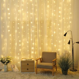 Bambasy Rideau LED 3x1m Lumière Chaude