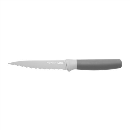 Berghoff Couteau de cuisine avec lame scie gris 11,5 cm, revêtement antiadhésif et manche ergonomique avec gaine de protection