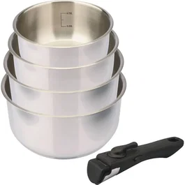 Baumalu Set de 4 Casseroles en Inox avec Manche Amovible (14 à 20 cm)