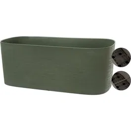 Garden Id Respect - Jardinière avec réserve d'eau, recyclée 100%, vert de gris, résistante aux intempéries, design moderne, pour balcon ou jardin, 50 x 17 cm