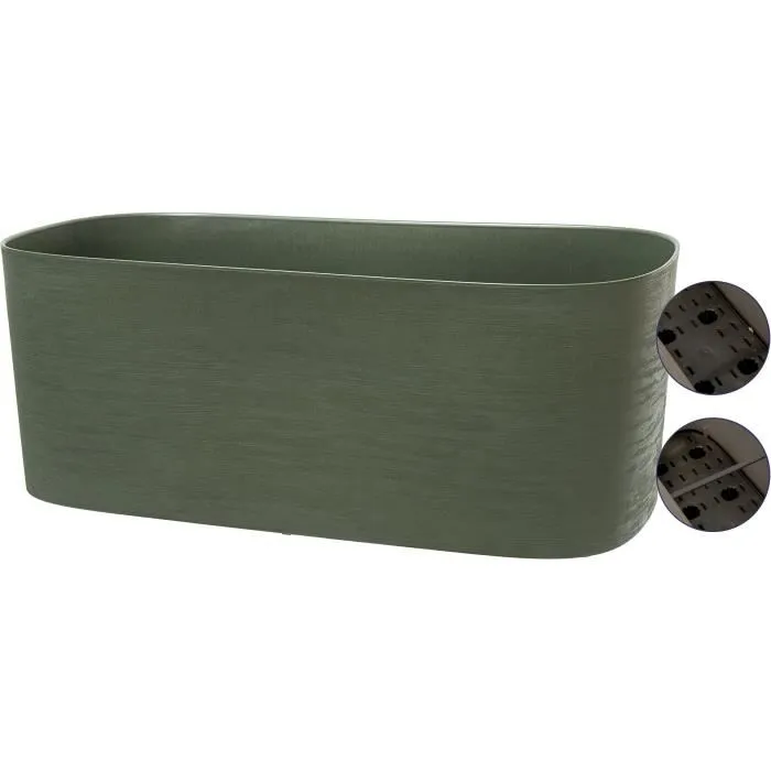 Garden Id Respect - Jardinière avec réserve d'eau, recyclée 100%, vert de gris, résistante aux intempéries, design moderne, pour balcon ou jardin, 50 x 17 cm