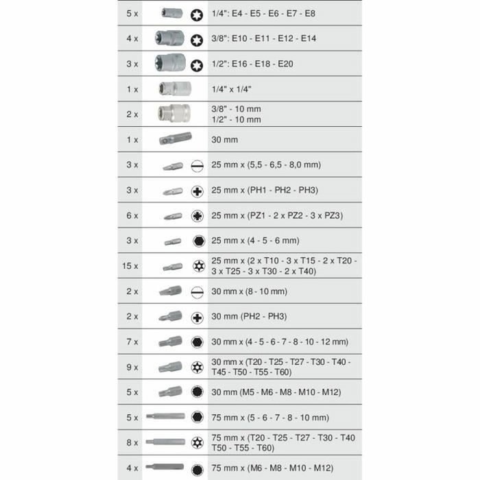 KS Tools Module d'embouts de vissage et douilles Torx - 88 pièces KS Tools Module d'embouts de vissage et douilles Torx - 88 pièces