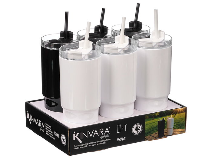 Kinvara Verre à paille 750 ml assorti blanc noir plastique 9x26x8 cm (Set de 12) Kinvara Verre à paille 750 ml assorti blanc noir plastique 9x26x8 cm (Set de 12)