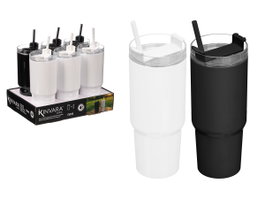 Kinvara Verre à paille 750 ml assorti blanc noir plastique 9x26x8 cm (Set de 12)