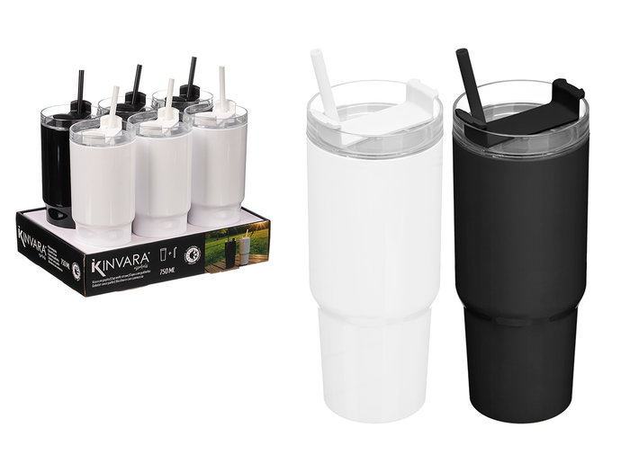 Kinvara Verre à paille 750 ml assorti blanc noir plastique 9x26x8 cm (Set de 12) Kinvara Verre à paille 750 ml assorti blanc noir plastique 9x26x8 cm (Set de 12)