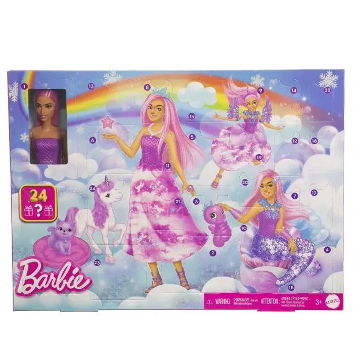 Barbie Calendrier de l'Avent JFL66 - Poupée Mode avec 24 Surprises et Accessoires - Cadeau Noël