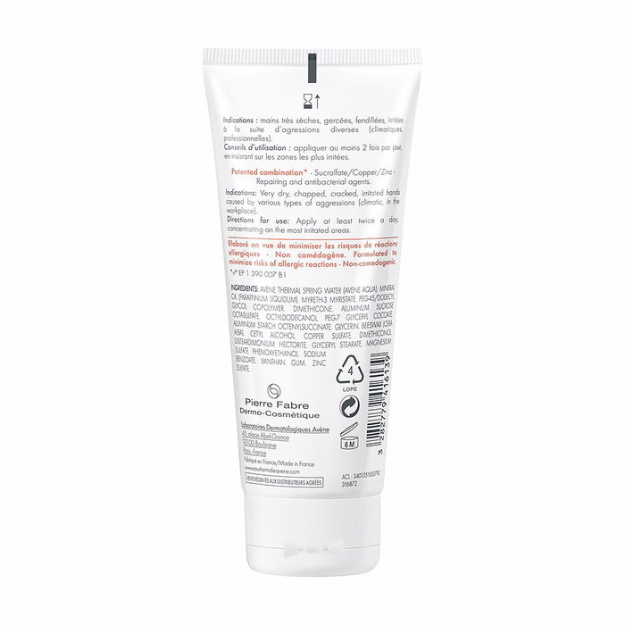 Avène Crème Mains Réparatrice Effet Barrière Cicalfate 100 ml Peaux Sensibles Irritées
