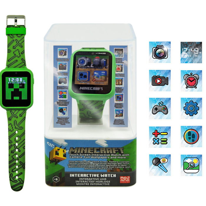 Kids Licensing Montre intelligente Minecraft verte avec caméra selfie et jeux