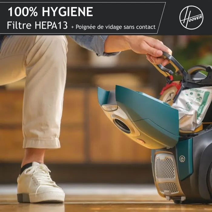 Hoover HE530ALG Aspirateur traîneau avec sac 700 W 4 L 65 dB, écran LED, spécial animaux et allergies, rouge