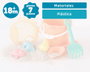 KioKids Set de seau de plage en plastique recyclé pour bébés de 18 mois - 7 pièces avec seau, pelle, râteau, tamis et moules - Coral