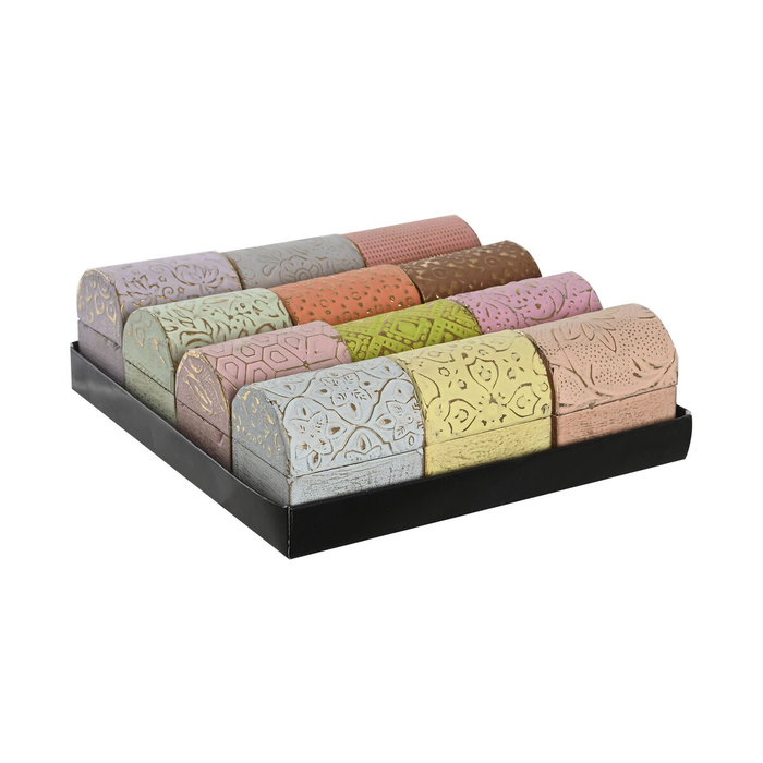 Boîte à bijoux DKD Home Decor Multicouleur Métal Bois de manguier 4 x 5 x 5 cm (12 Unités)