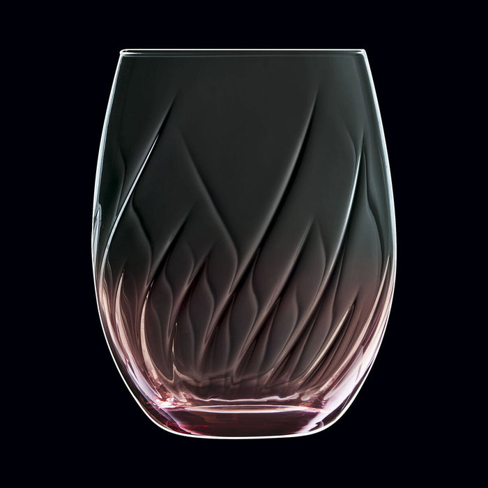 Cristal d'Arques Boîte 4 Verres Hauts Swirly Spring en Cristal 36 cL Rose avec Relief Fabriqué en France