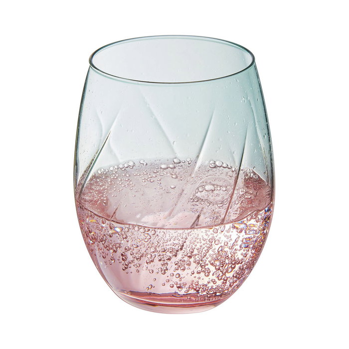 Cristal d'Arques Boîte 4 Verres Hauts Swirly Spring en Cristal 36 cL Rose avec Relief Fabriqué en France