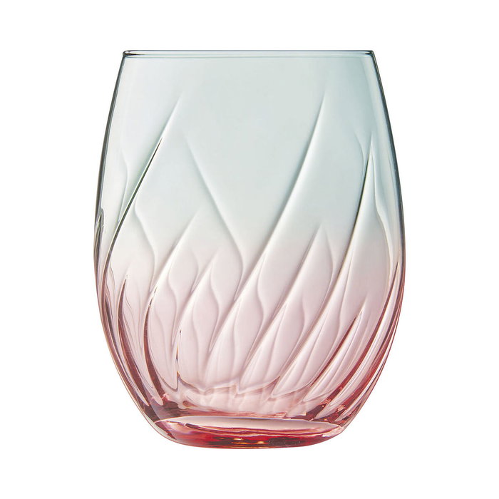 Cristal d'Arques Boîte 4 Verres Hauts Swirly Spring en Cristal 36 cL Rose avec Relief Fabriqué en France