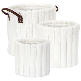 Home Deco Factory Lot de 3 paniers effet peluche Cocooning