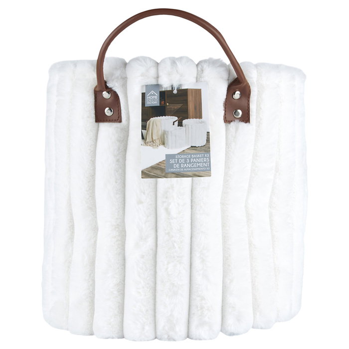 Home Deco Factory Lot de 3 paniers effet peluche Cocooning