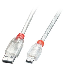 Lindy Câble USB 2.0 A vers Mini-B, transparent, 0,5m
