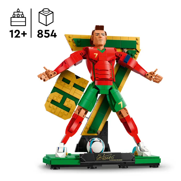 LEGO Editions Set de Construction 43016 Cristiano Ronaldo - Légende du Football, Jeu 2 en 1 avec Figurine Collector, 854 Pièces, Décoration Chambre, Cadeau pour Enfants dès 12 Ans