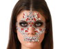 Joias Facial Autoadhésives Crâne avec Cristaux Lilas et Argenté pour Déguisement Catrina, Spectres ou Personnages Féminins Surnaturels