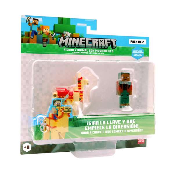 Bizak Figurine Minecraft à mouvement animal - À remonter pour les voir bouger - Boîte en espagnol