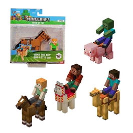 Bizak Figurine Minecraft à mouvement animal - À remonter pour les voir bouger - Boîte en espagnol