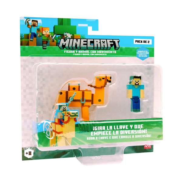 Bizak Figurine Minecraft à mouvement animal - À remonter pour les voir bouger - Boîte en espagnol