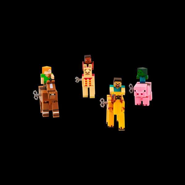 Bizak Figurine Minecraft à mouvement animal - À remonter pour les voir bouger - Boîte en espagnol