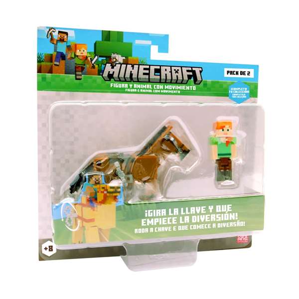 Bizak Figurine Minecraft à mouvement animal - À remonter pour les voir bouger - Boîte en espagnol