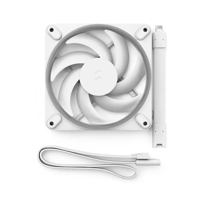 Fractal Design Momentum 12 RGB - Ventilateur PC avec anneau ARGB Gen 2, roulement FDB, contrôle PWM, pales en polymère à cristaux liquides, câbles plats intégrés - Blanc