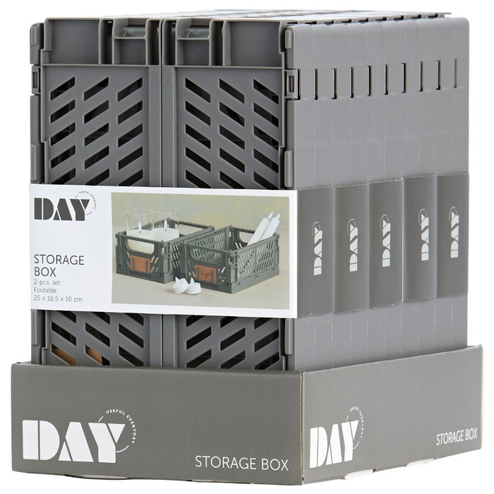 Day Boîte de rangement pliable gris foncé 25 x 16,5 x 10 cm lot de 2