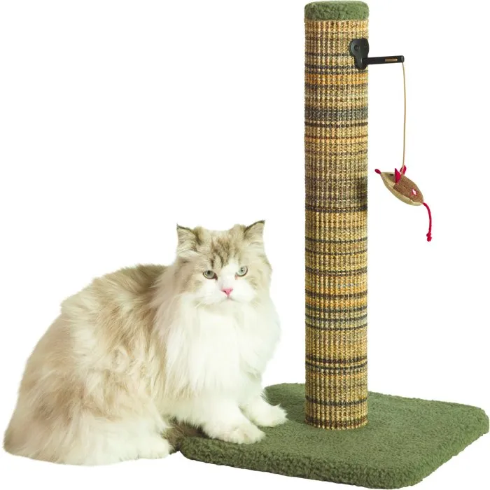 ZOLUX - Griffoir pour chat Boréal 60 cm - Poteau en sisal avec jouet suspendu et herbe à chat - Tapis doux, stable - Vert ZOLUX - Griffoir pour chat Boréal 60 cm - Poteau en sisal avec jouet suspendu et herbe à chat - Tapis doux, stable - Vert