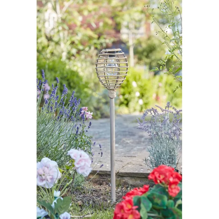 Torche solaire Lumina Faux Rottin Naturel - 70 cm Torche solaire Lumina Faux Rottin Naturel - 70 cm