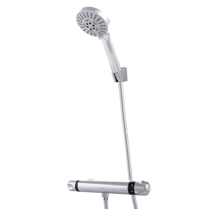 Ensemble de douche chromé bimando en laiton et zinc