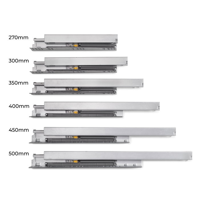 Emuca Tiroir extérieur Protone 30kg , coulisses à sortie totale et fermeture amortie, hauteur 131mm, profondeur 400mm, Acier, Peint en blanc