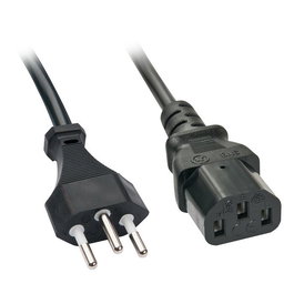 Lindy Câble d'alimentation secteur Prise Suisse (CH) vers IEC C13 2 mètres, Noir, H 05 VV-F 3G 1 mm2, -10°C à +70°C