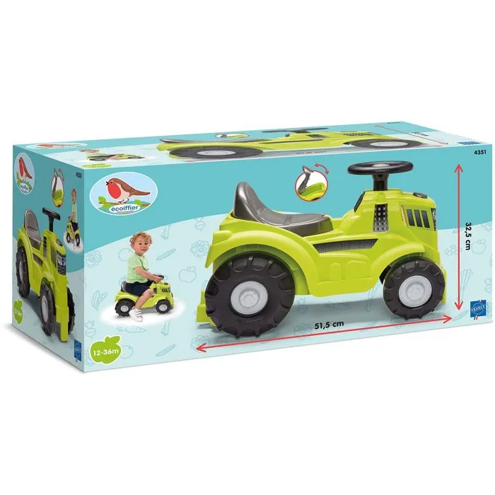 Ecoiffier 4351 Porteur Tracteur pour Enfant avec Coffre de Rangement, 51,5 cm, Jouet à Pousser pour 12 à 36 Mois