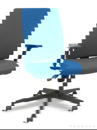 Chaise I-Line Contact permanent à double poignée Tissu Bleu foncé Structure polyamide noire Accoudoir 1D Sans appui-tête Roulettes autofreinées