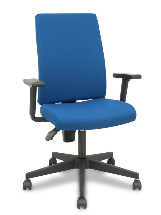 Chaise I-Line Contact permanent à double poignée Tissu Bleu foncé Structure polyamide noire Accoudoir 1D Sans appui-tête Roulettes autofreinées