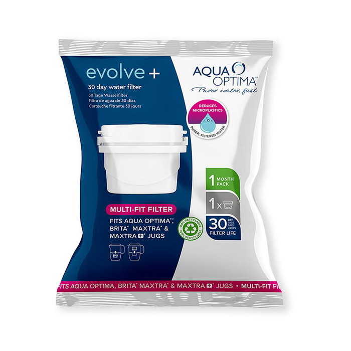 Aqua Optima Filtre Carafe Eau Single Life Evolve Blanc Mat 30 Jours
