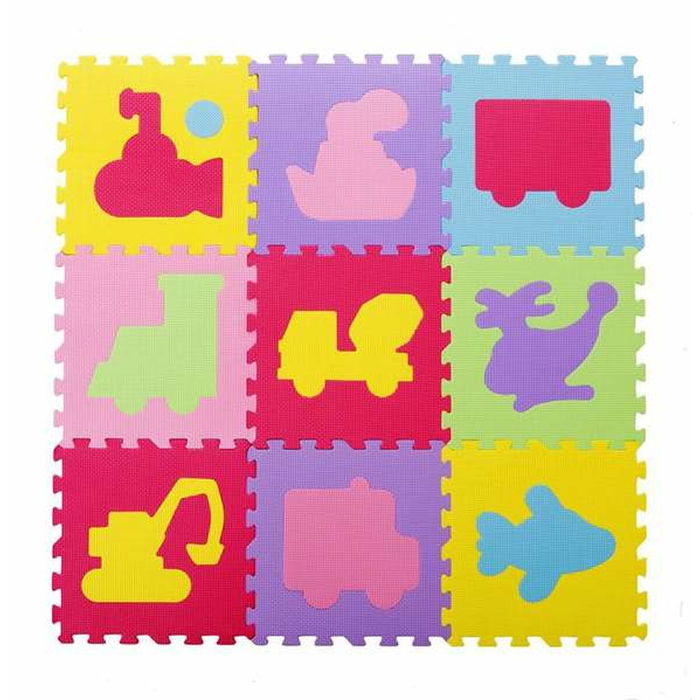 Tapis Puzzle Polyester 30 x 30 x 1 cm Transport 9 Pièces