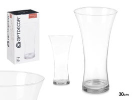 GIFTDECOR Vase en Cristal Transparent à Large Ouverture 30cm