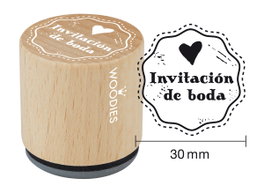 Woodies Tampon de mariage en bois et caoutchouc 33x30mm