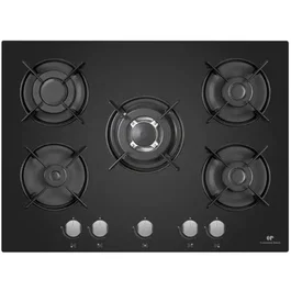 Continental Edison Table de cuisson gaz 5 foyers en verre noir