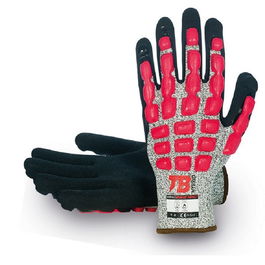 Tomas Bodero Gant Anticorte 490RMF IMPACT Noir/Rouge Taille XL (8-10) - Protection Anti-Chocs et Huiles pour Construction et Automobile